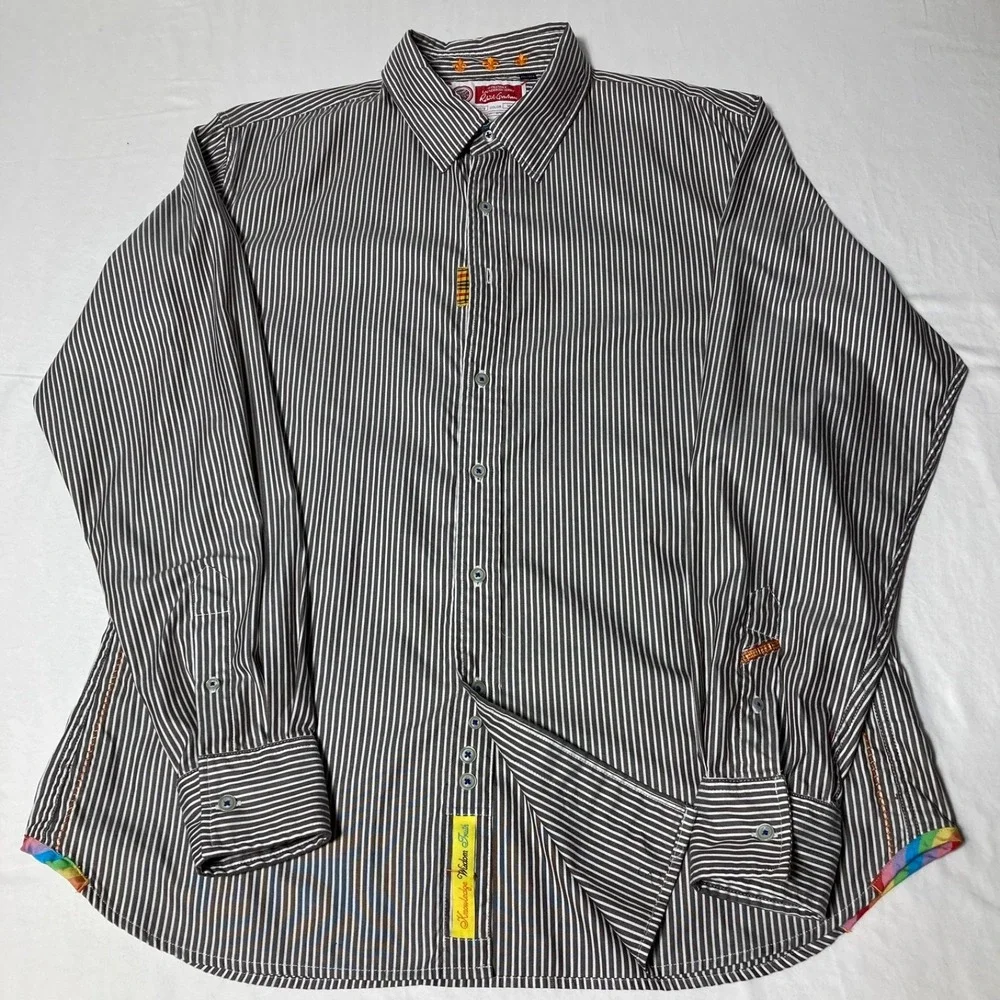 Robert Graham FRESHLY LAUNDERED SHIRT Striped w/  Rainbow Accents Men's Size XXL